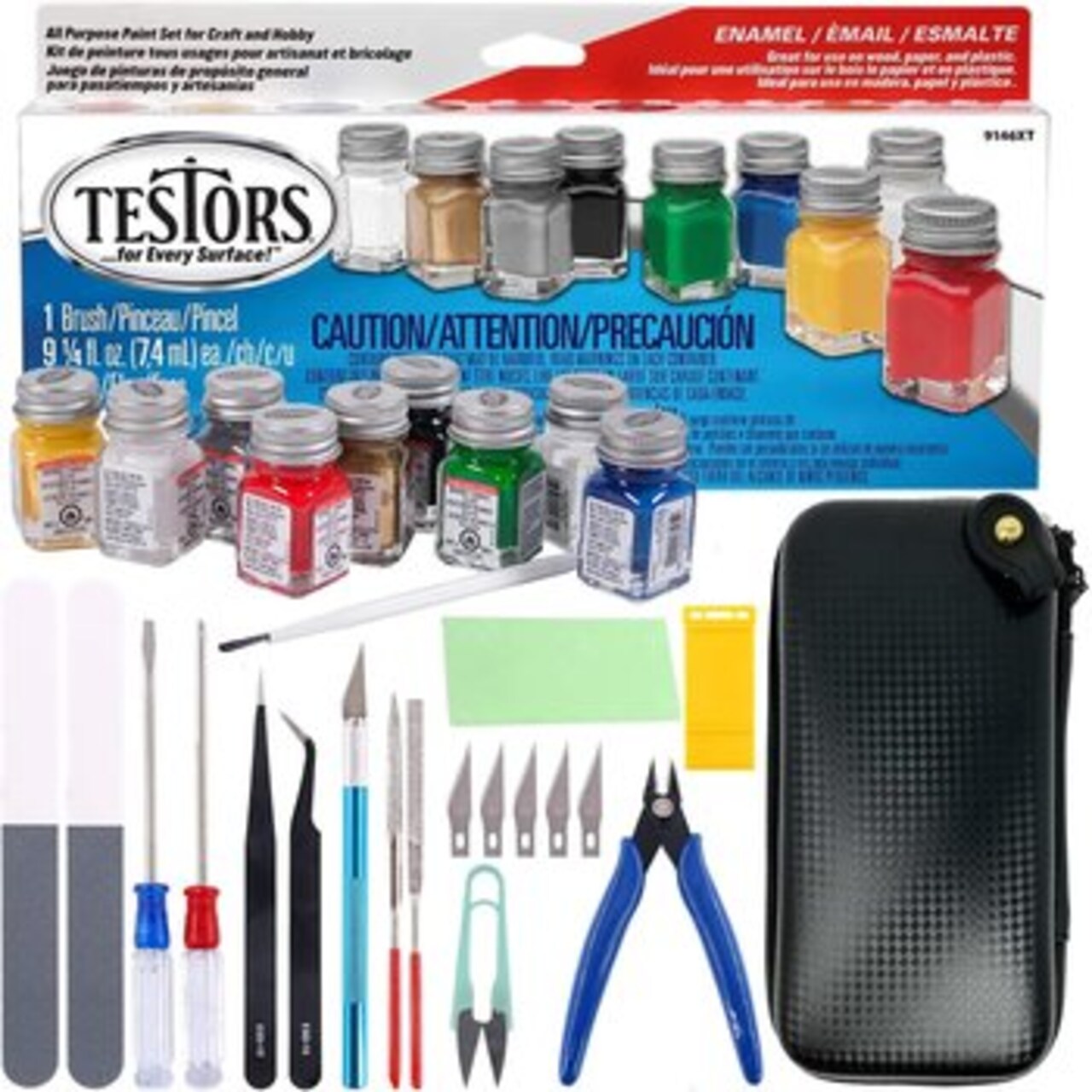 Testors Model Paint Enamel 10pc Paint Set & Pixiss Model Accessory Kit for Gundam Model Building and Model Painting